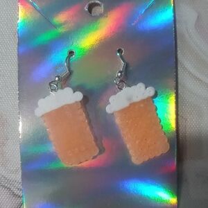 Orange and White Pill Bottle Earrings